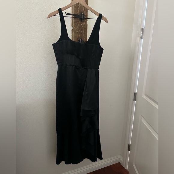 bcbg black high low dress Cowl Neck Halter Gown – BCBGMAXAZRIA main image 1